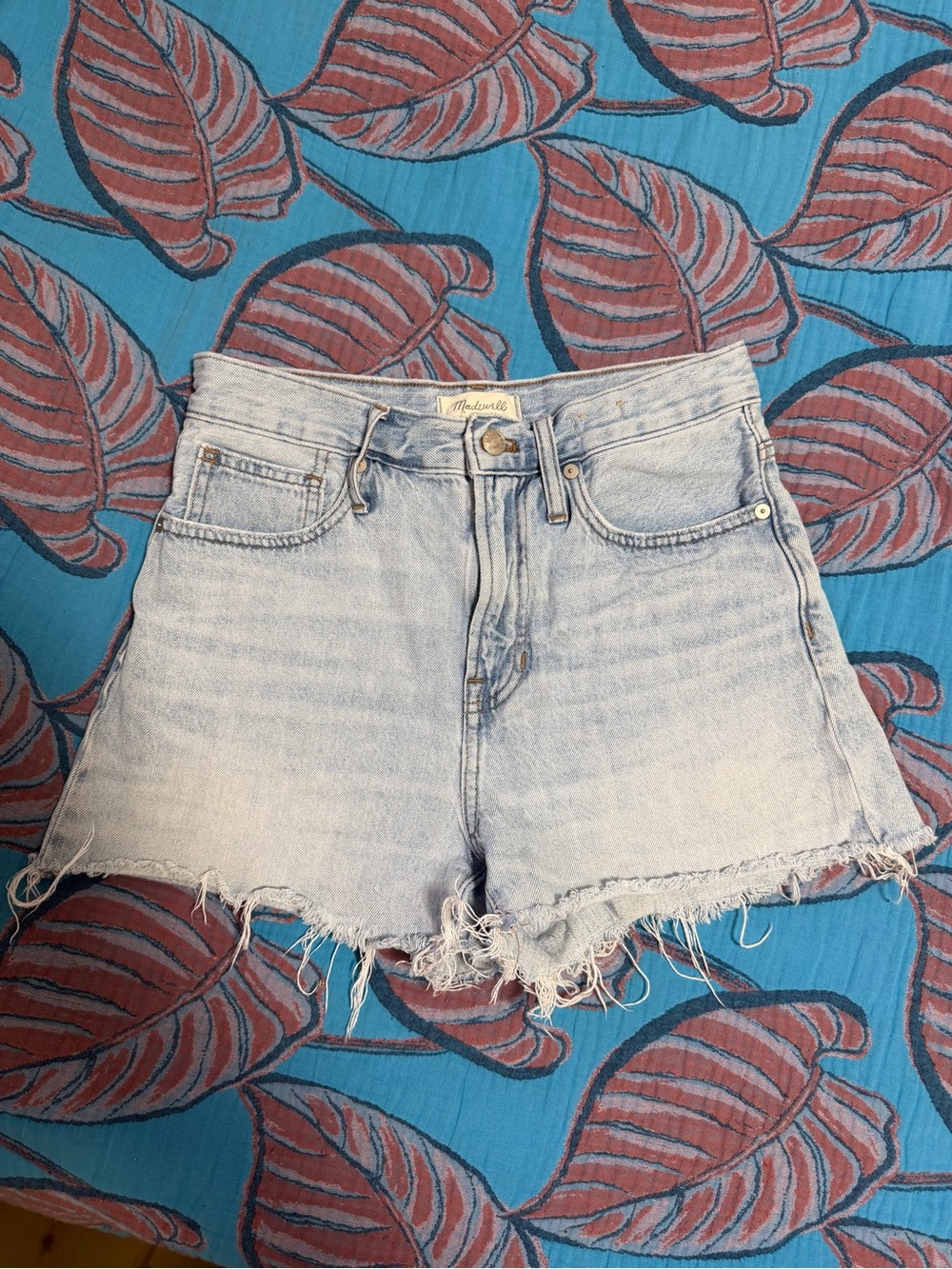 Madewell Light Blue High-Rise Denim Cutoff Shorts